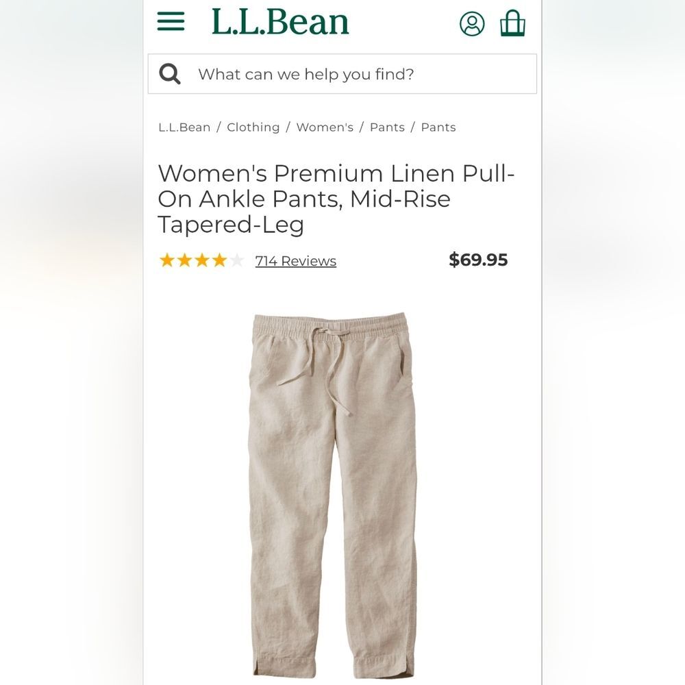 L.L. Bean Women's Beige Linen Cropped Capri Pants - Picture 13 of 13